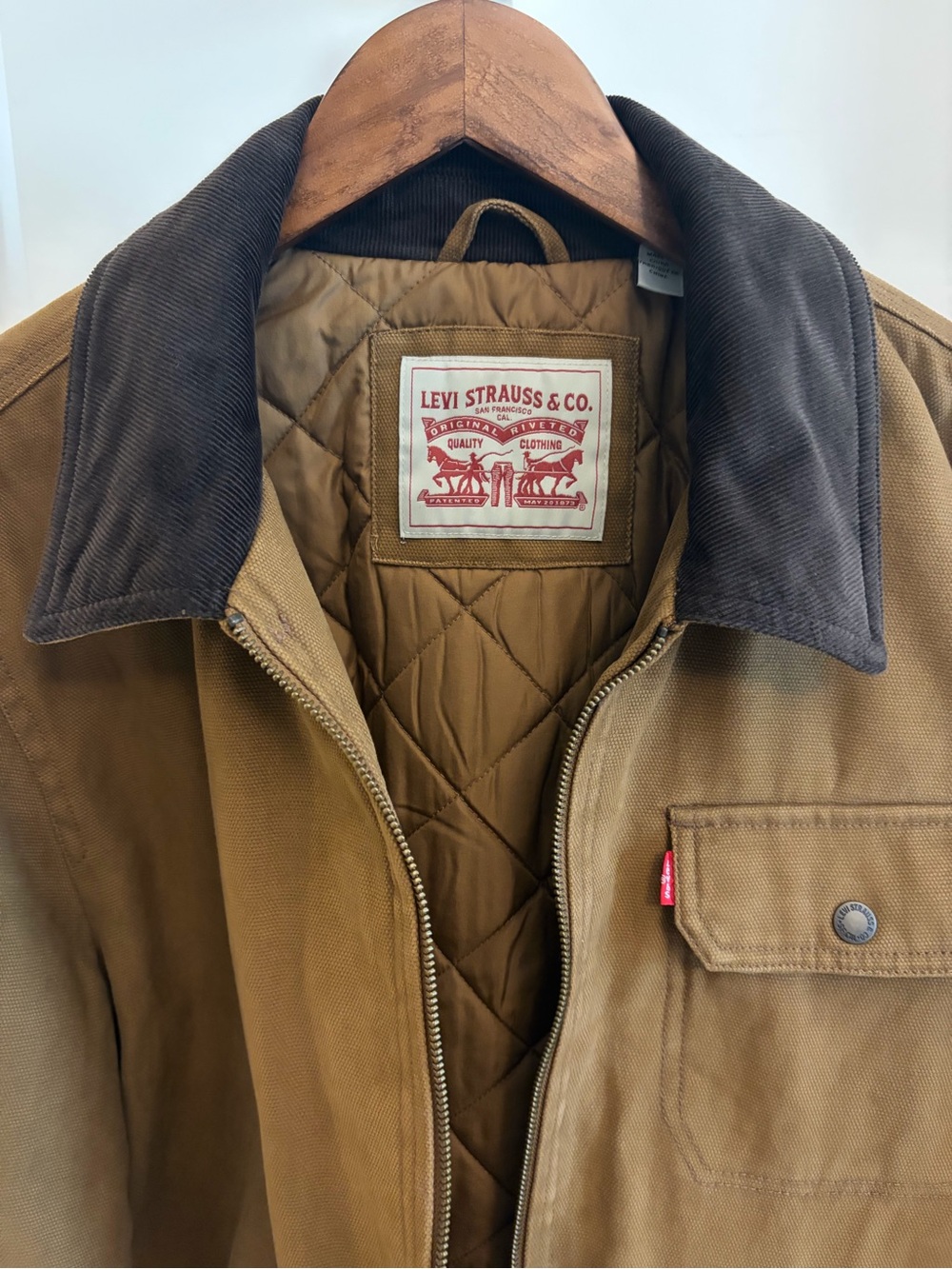Levi's Tan Canvas Field Jacket with Dark Brown Corduroy Collar